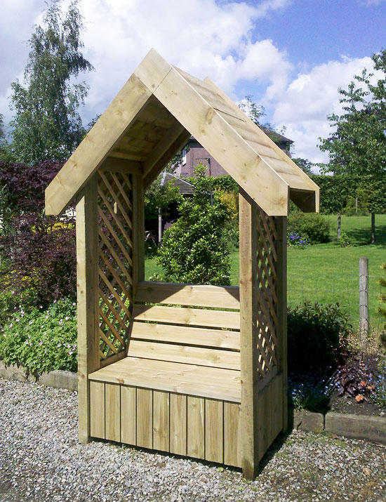 bespoke arbour with wooden roof