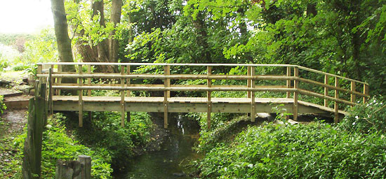 hand built wooden bridge