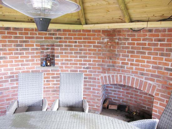 fire place inside summerhouse